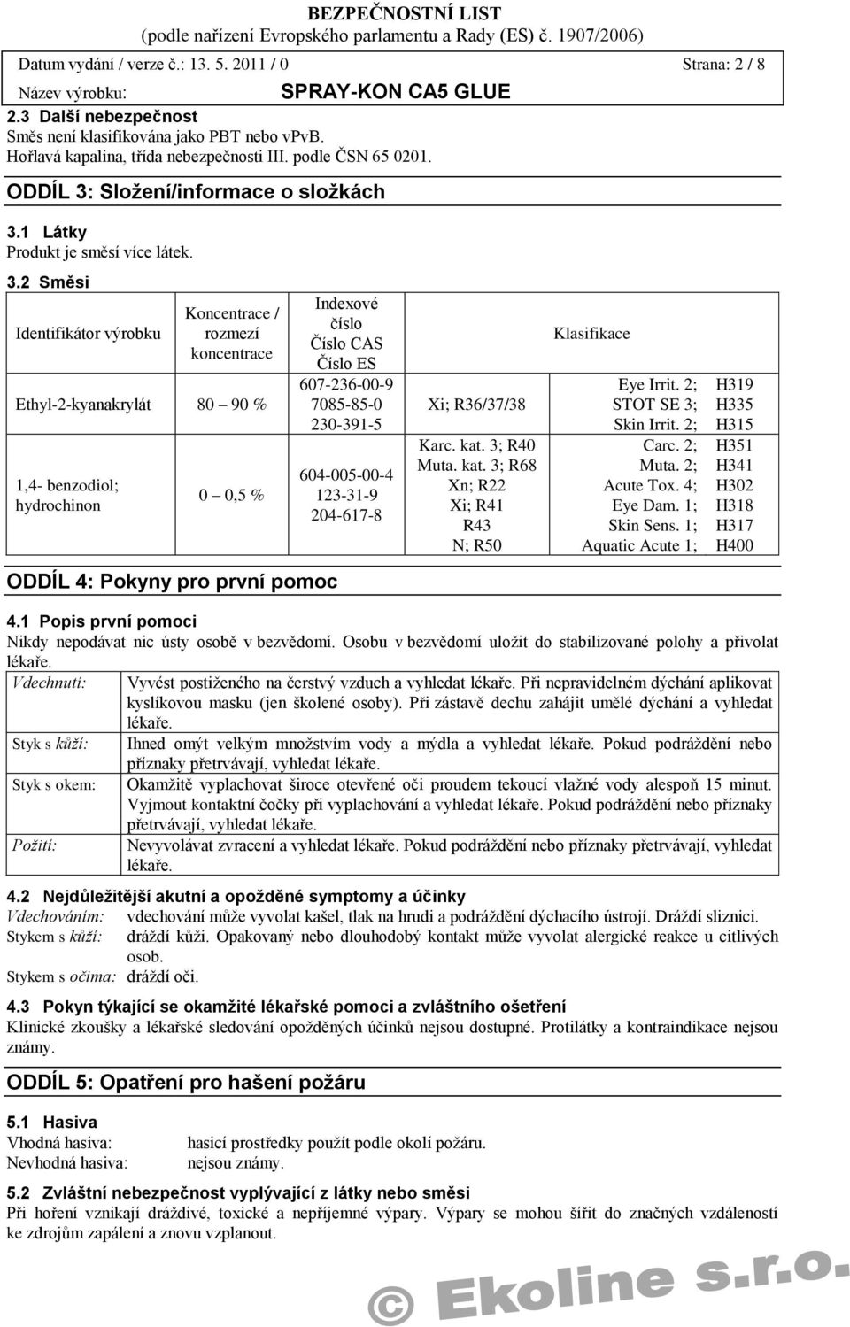 Složení/informace o složkách 3.