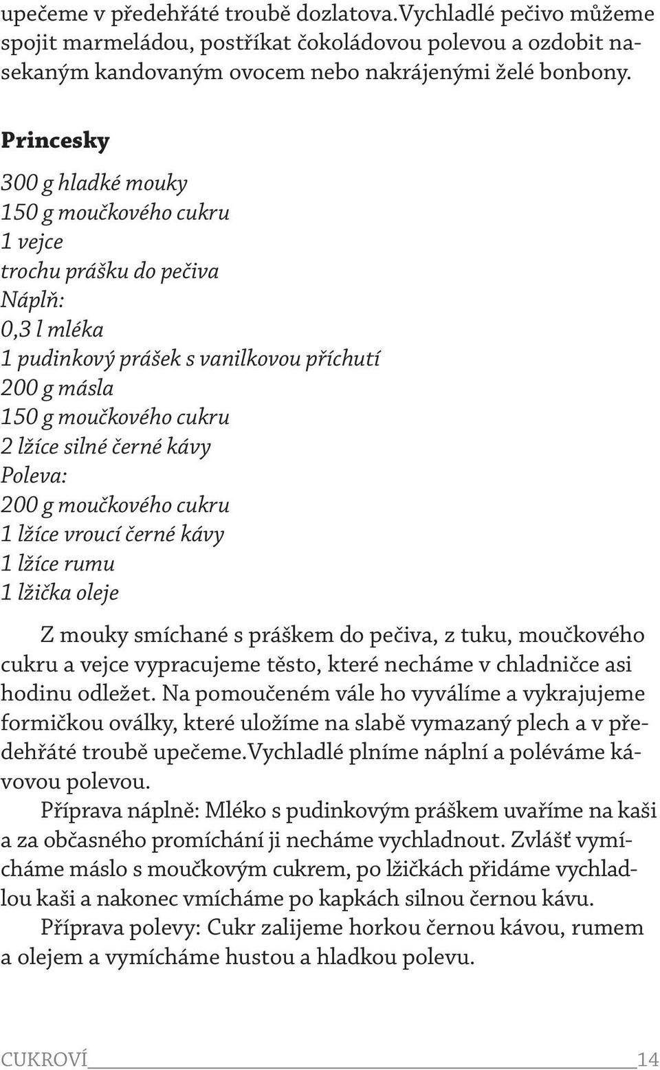 kávy Poleva: 200 g moučkového cukru 1 lžíce vroucí černé kávy 1 lžíce rumu 1 lžička oleje Z mouky smíchané s práškem do pečiva, z tuku, moučkového cukru a vejce vypracujeme těsto, které necháme v