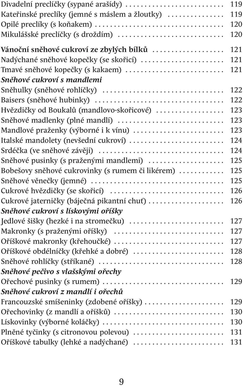 ......................... 121 Sněhové cukroví s mandlemi Sněhulky (sněhové rohlíčky)................................ 122 Baisers (sněhové hubinky).................................. 122 Hvězdičky od Boukalů (mandlovo-skořicové).