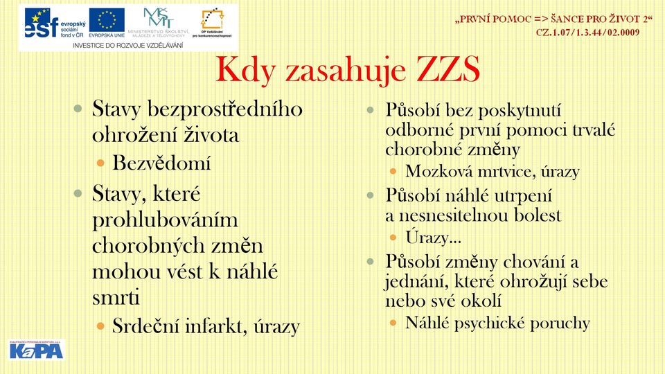 první pomoci trvalé chorobné změny Mozková mrtvice, úrazy Působí náhlé utrpení a nesnesitelnou