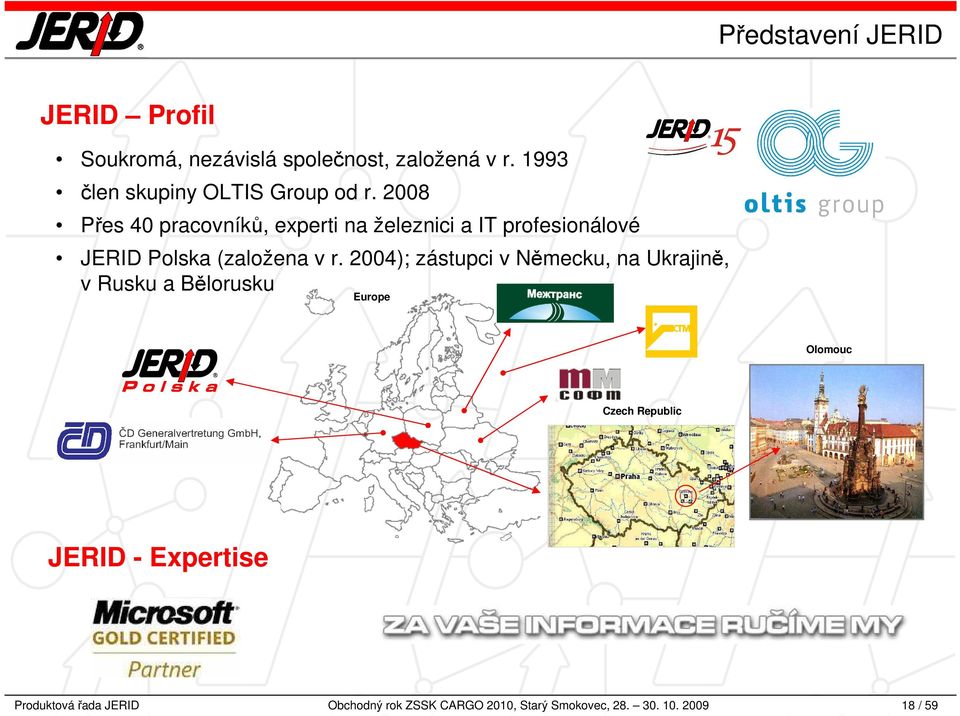 2008 Přes 40 pracovníků, experti na železnici a IT profesionálové JERID Polska (založena v r.