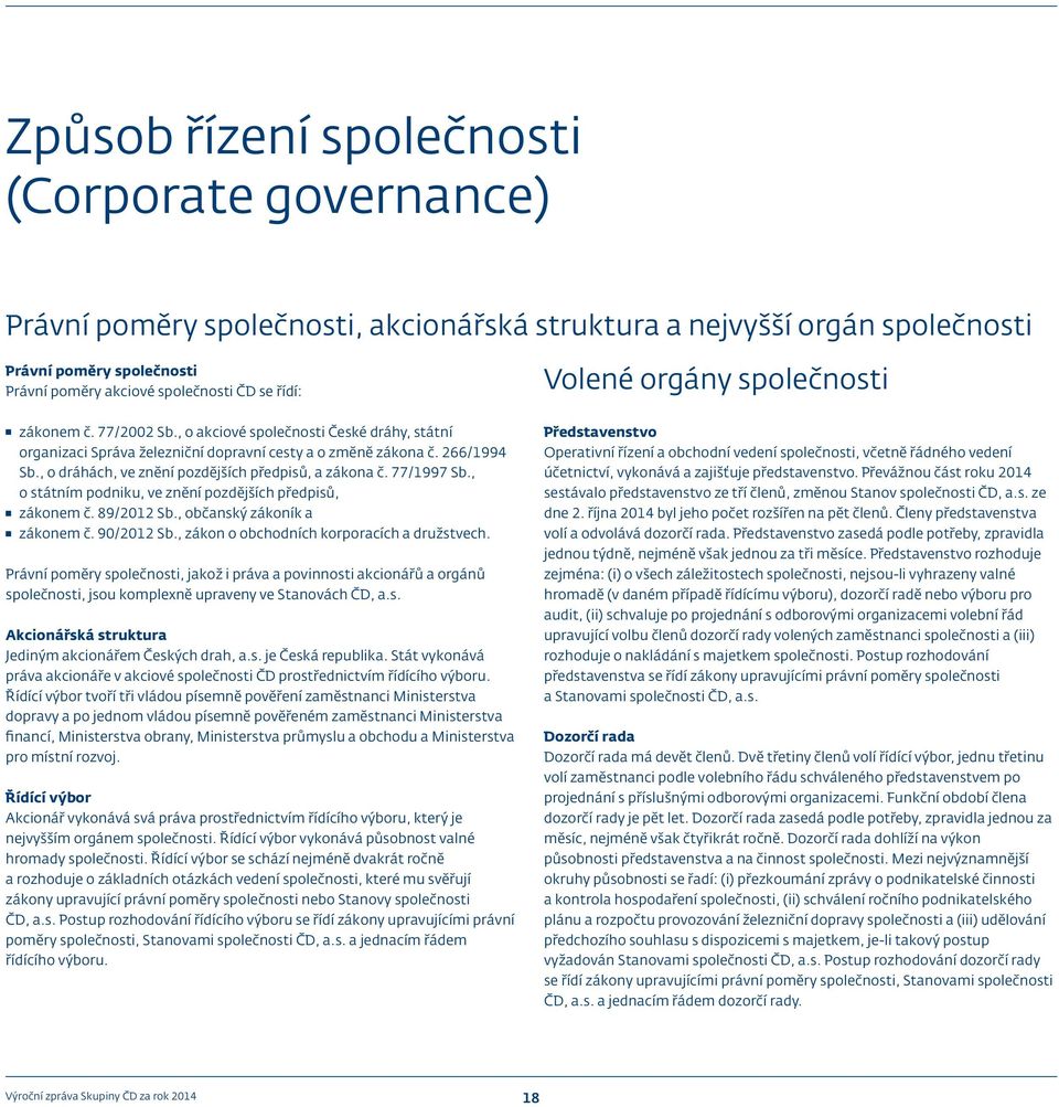 , o dráhách, ve znění pozdějších předpisů, a zákona č. 77/1997 Sb., o státním podniku, ve znění pozdějších předpisů, zákonem č. 89/2012 Sb., občanský zákoník a zákonem č. 90/2012 Sb.