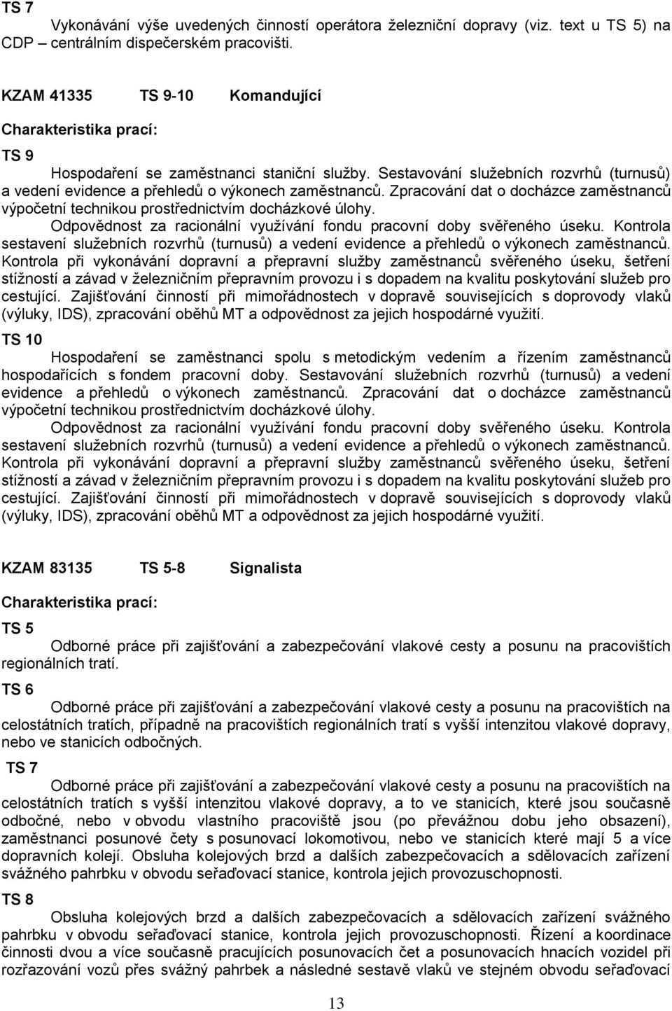 Zpracování dat o docházce zaměstnanců výpočetní technikou prostřednictvím docházkové úlohy. Odpovědnost za racionální využívání fondu pracovní doby svěřeného úseku.