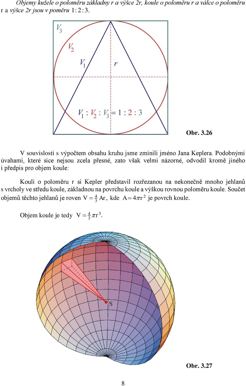 Podobnými úvahami, které sice nejsou zcela přesné, zato však velmi názorné, odvodil kromě jiného i předpis pro objem koule: Kouli o poloměru r si