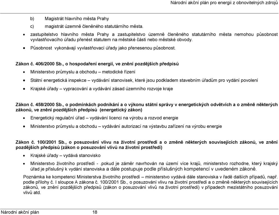 Působnost vykonávají vyvlastňovací úřady jako přenesenou působnost. Zákon č. 406/2000 Sb.