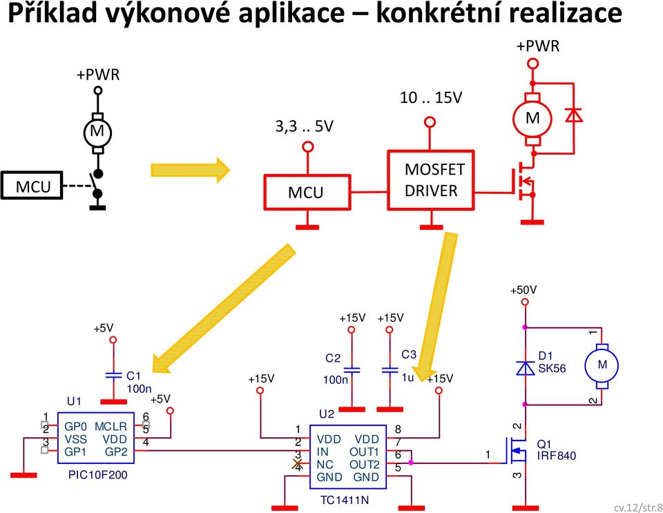 MCLR 6 VSS VDD 5 4 GP1 GP2 PIC10F200 +15V C2 100n C3 1u +15V U2 1 VDD VDD 8