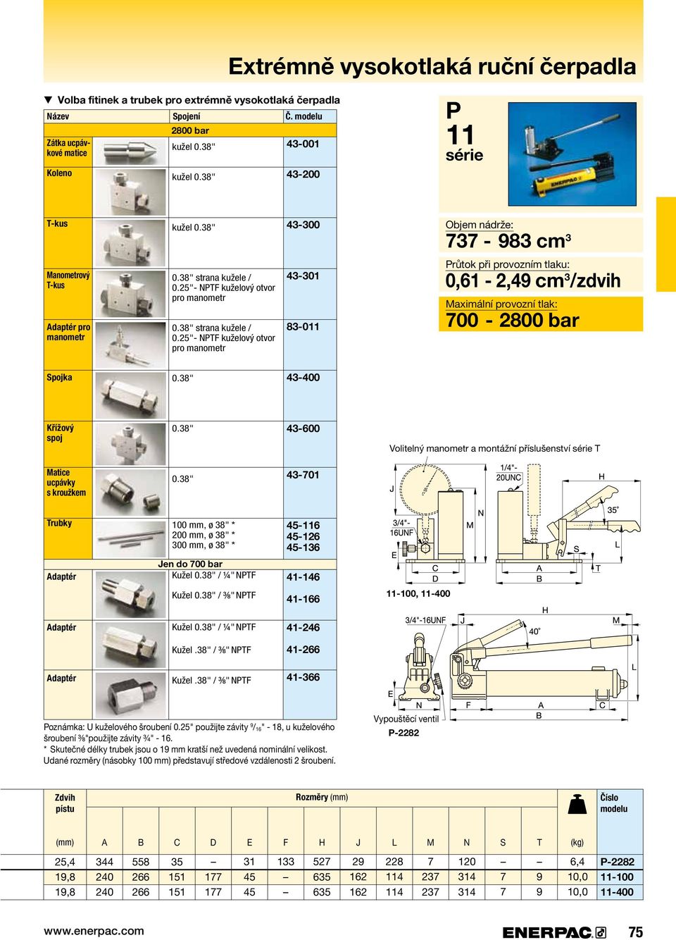 25"- NPTF kuželový otvor pro manometr 0.38" strana kužele / 0.25"- NPTF kuželový otvor pro manometr 43-301 83-011 Průtok.při.provozním.tlaku: 0,61-2,49 cm 3 /zdvih Maximální.provozní.tlak: - 2800 bar Spojka 0.