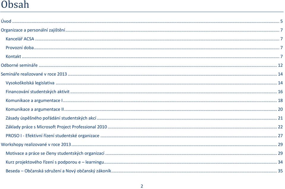 .. 20 Zásady úspěšného pořádání studentských akcí... 21 Základy práce s Microsoft Project Professional 2010... 22 PROSO I - Efektivní řízení studentské organizace.