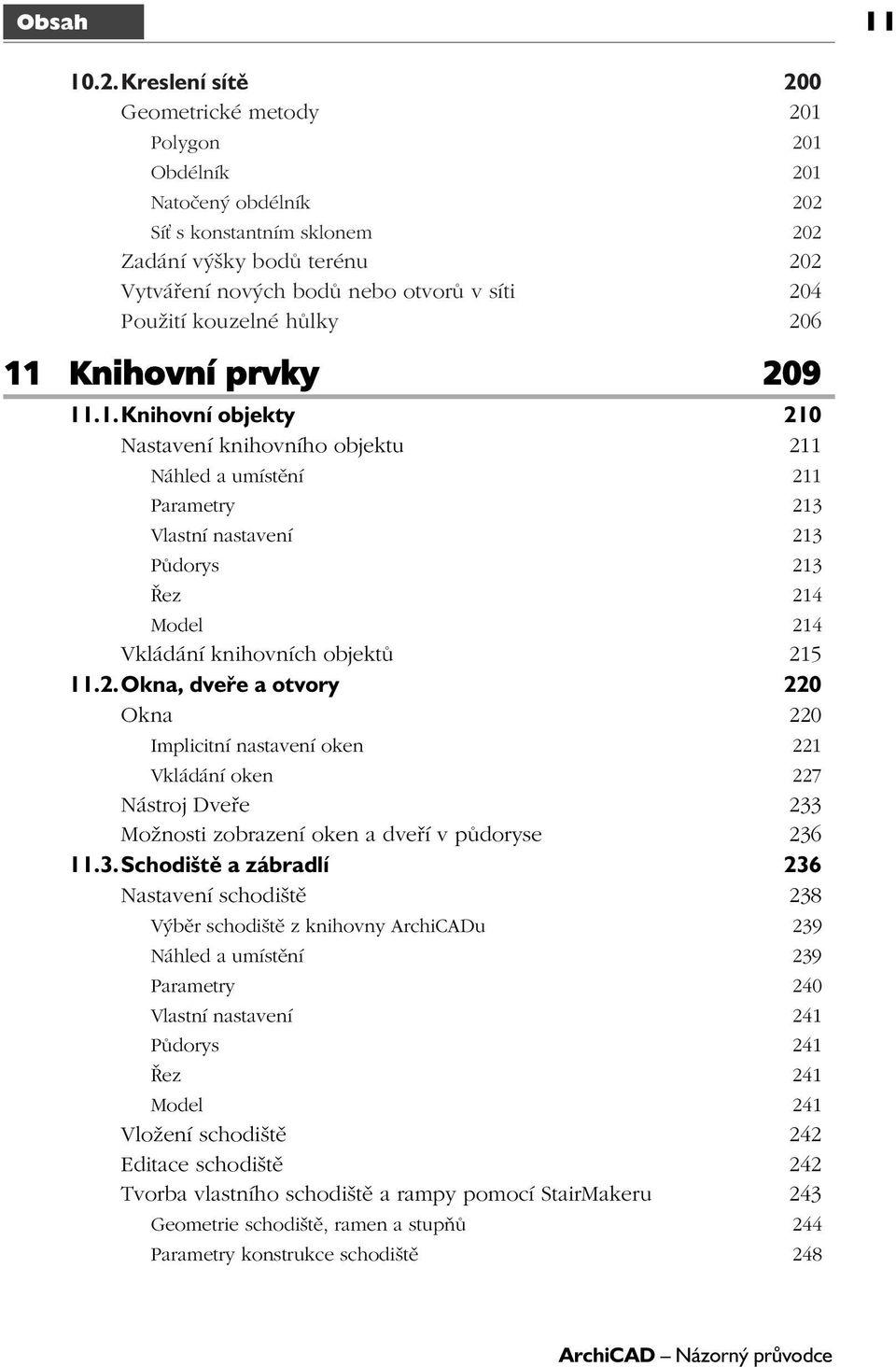 kouzelné hůlky 206 11 Knihovní prvky 209 11.1.Knihovní objekty 210 Nastavení knihovního objektu 211 Náhled a umístění 211 Parametry 213 Vlastní nastavení 213 Půdorys 213 Řez 214 Model 214 Vkládání knihovních objektů 215 11.