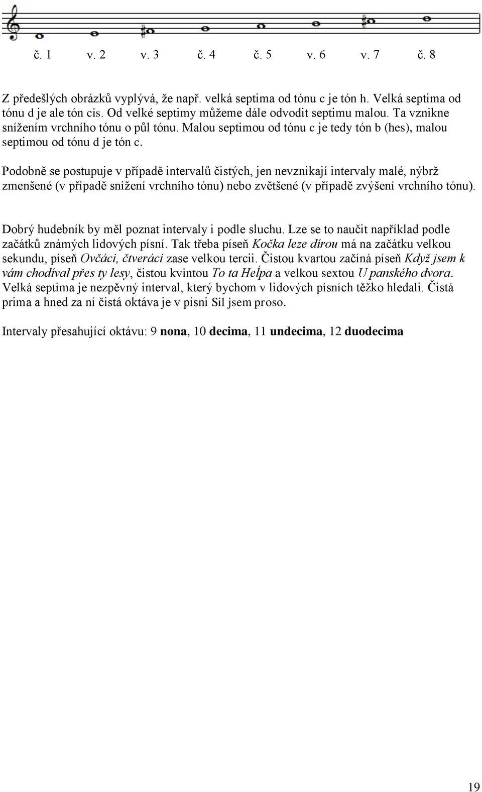 Podobně se postupuje v případě intervalů čistých, jen nevznikají intervaly malé, nýbrž zmenšené (v případě snížení vrchního tónu) nebo zvětšené (v případě zvýšení vrchního tónu).