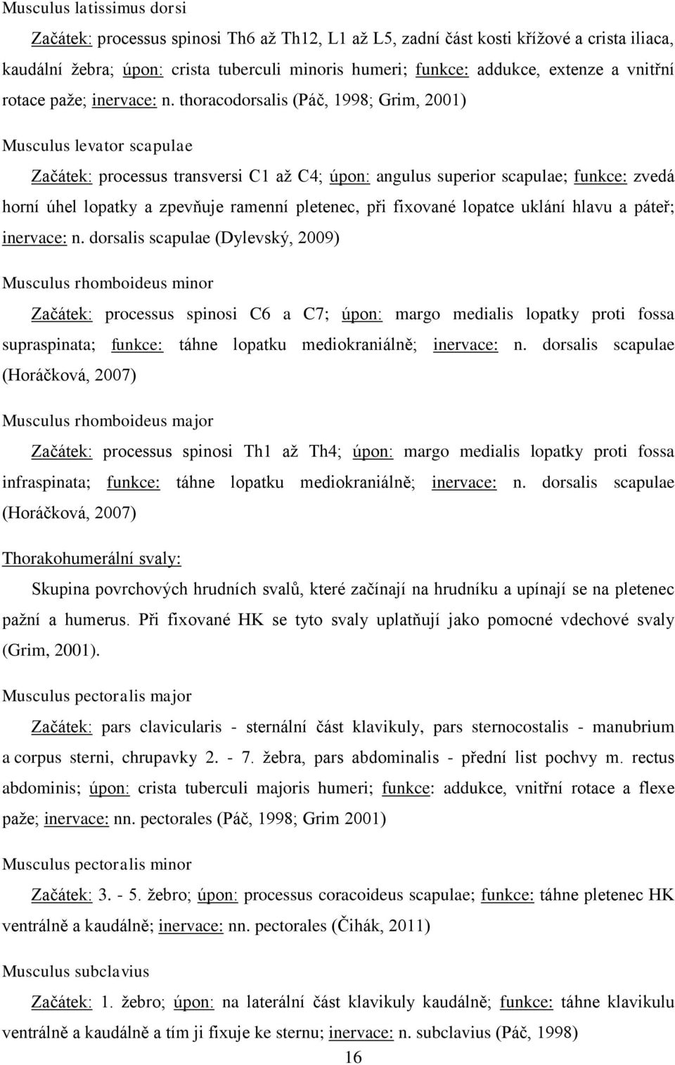 thoracodorsalis (Páč, 1998; Grim, 2001) Musculus levator scapulae Začátek: processus transversi C1 až C4; úpon: angulus superior scapulae; funkce: zvedá horní úhel lopatky a zpevňuje ramenní