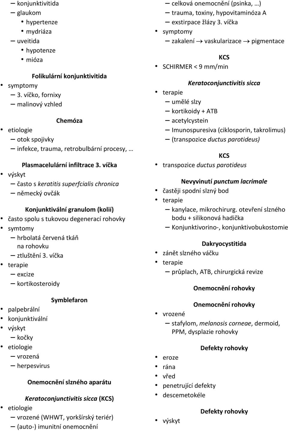 víčka často s keratitis superfcialis chronica německý ovčák Konjunktivální granulom (kolií) často spolu s tukovou degenerací rohovky symtomy hrbolatá červená tkáň na rohovku ztluštění 3.