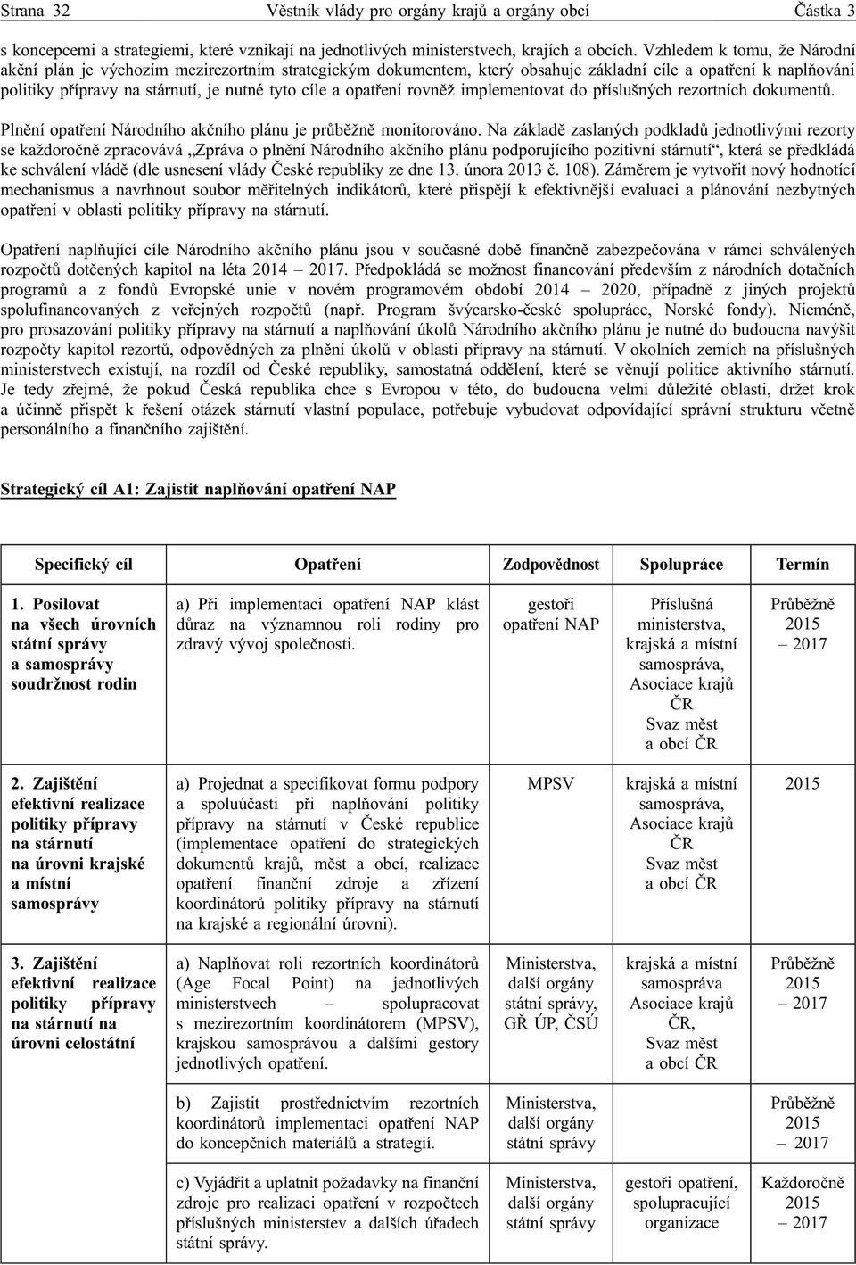 opatření rovněž implementovat do příslušných rezortních dokumentů. Plnění opatření Národního akčního plánu je průběžně monitorováno.