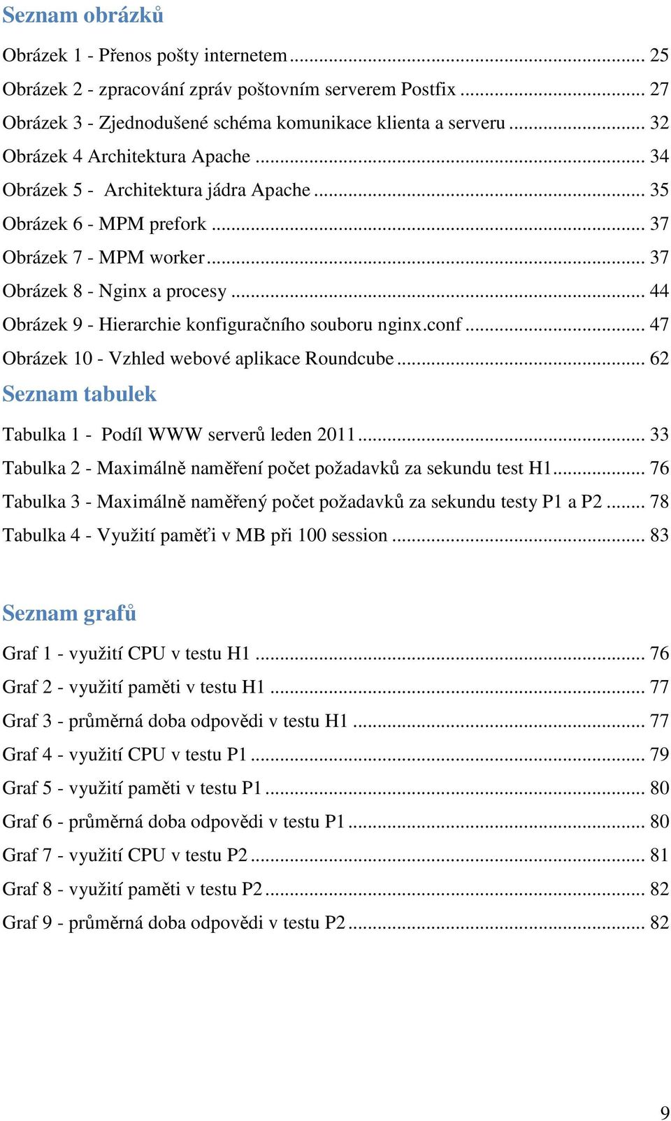 .. 44 Obrázek 9 - Hierarchie konfiguračního souboru nginx.conf... 47 Obrázek 10 - Vzhled webové aplikace Roundcube... 62 Seznam tabulek Tabulka 1 - Podíl WWW serverů leden 2011.