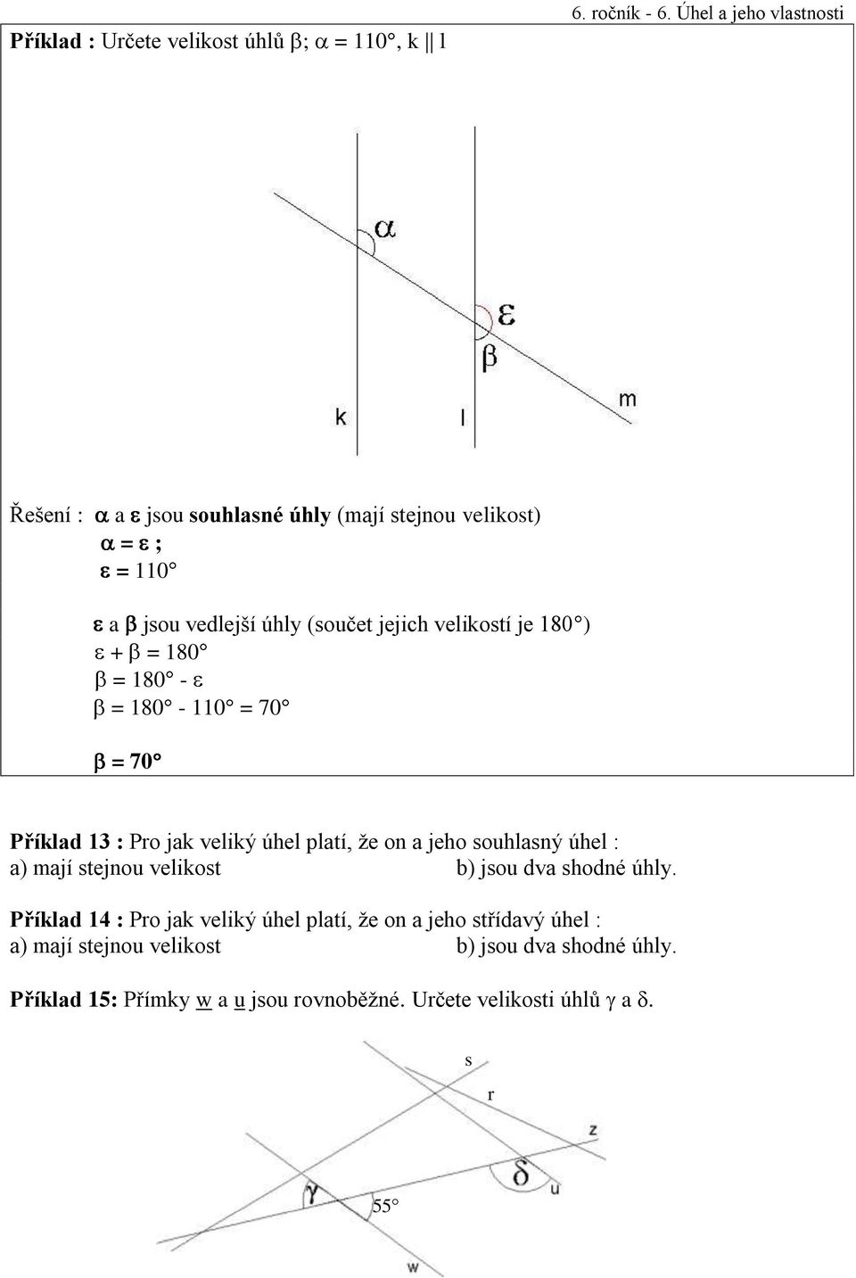 souhlasný úhel : a) mají stejnou velikost b) jsou dva shodné úhly.