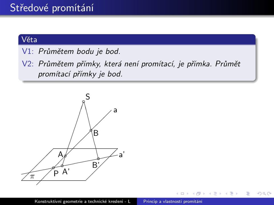 V2: Průmětem přímky, která není