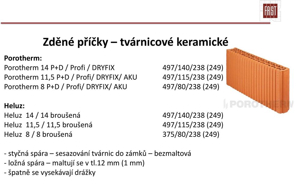 broušená 497/140/238 (249) Heluz 11,5 / 11,5 broušená 497/115/238 (249) Heluz 8 / 8 broušená 375/80/238 (249) -