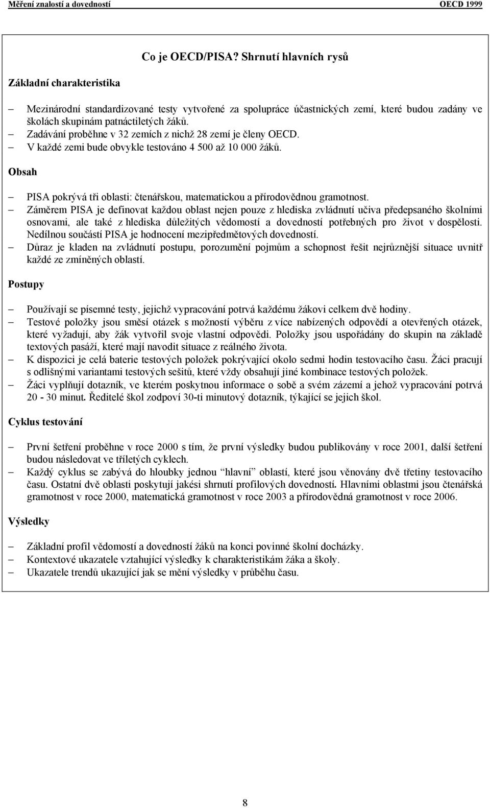 Zadávání proběhne v 32 zemích z nichž 28 zemí je členy OECD. V každé zemi bude obvykle testováno 4 500 až 10 000 žáků.