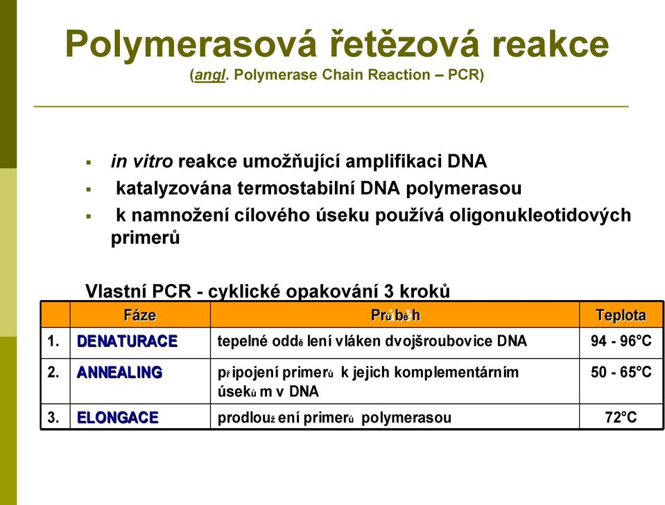 namnožení cílového úseku používá oligonukleotidových primerů 1.