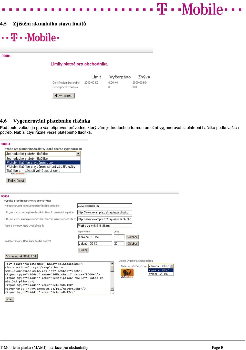 T-Mobile m-platba (MAMI) Interface pro obchodníky - PDF Stažení zdarma