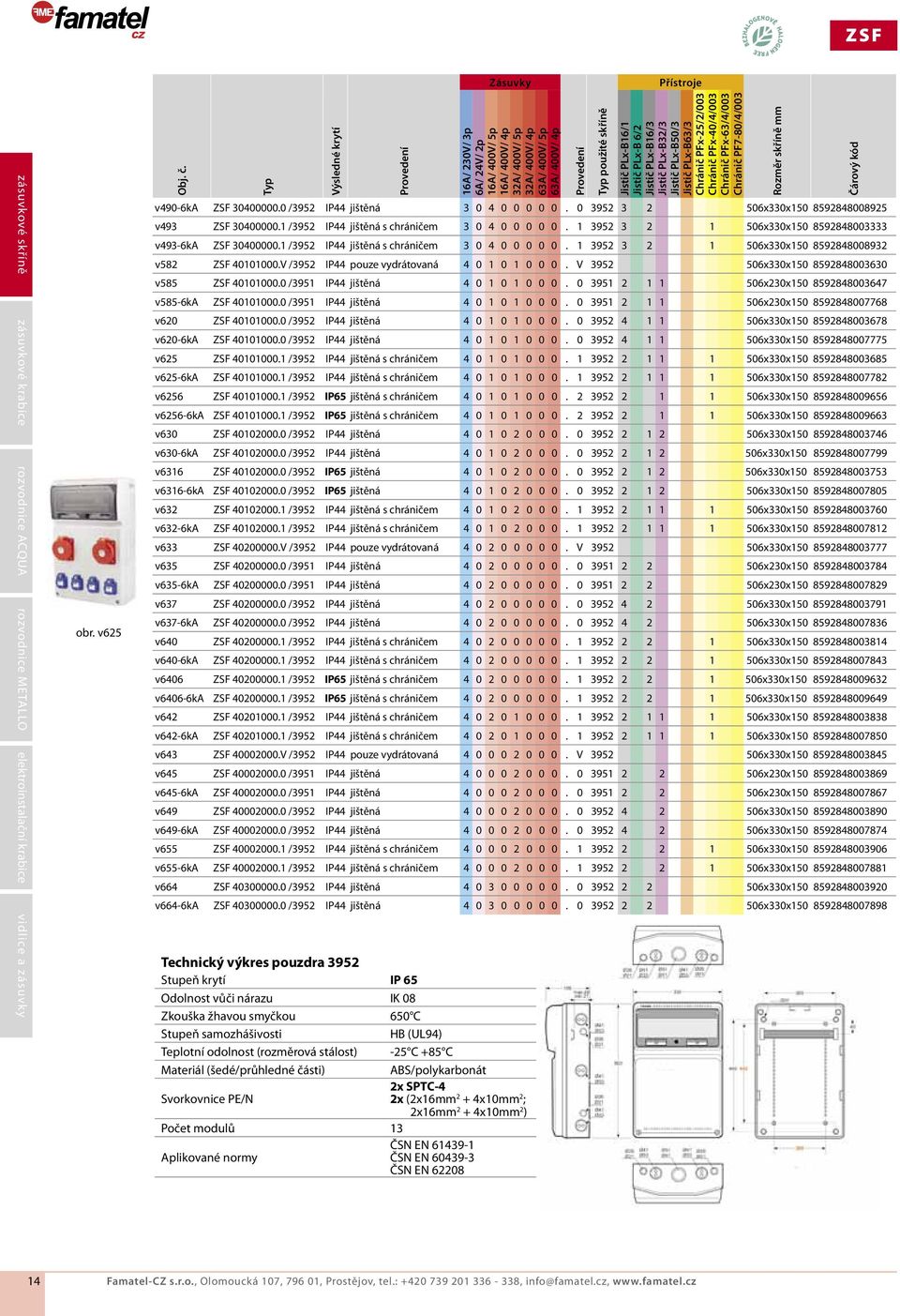 Jistič PLx-B16/3 Jistič PLx-B32/3 Jistič PLx-B50/3 Jistič PLx-B63/3 Chránič PFx-25/2/003 Chránič PFx-40/4/003 Chránič PFx-63/4/003 Chránič PF7-80/4/003 v490-6ka ZSF 30400000.