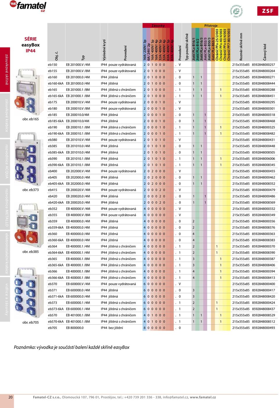 Typ Výsledné Provedení 16A/ 230V/ 3p 6A/ 24V/ 2p 16A/ 400V/ 5p 16A/ 400V/ 4p 32A/ 400V/ 5p 32A/ 400V/ 4p 63A/ 400V/ 5p 63A/ 400V/ 4p Provedení Typ použité skříně Jistič PLx-B16/1 Jistič PLx-B 6/2