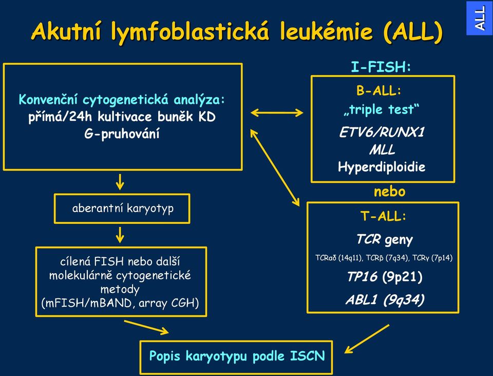 Hyperdiploidie nebo T-ALL: TCR geny cílená FISH nebo další molekulárně cytogenetické metody