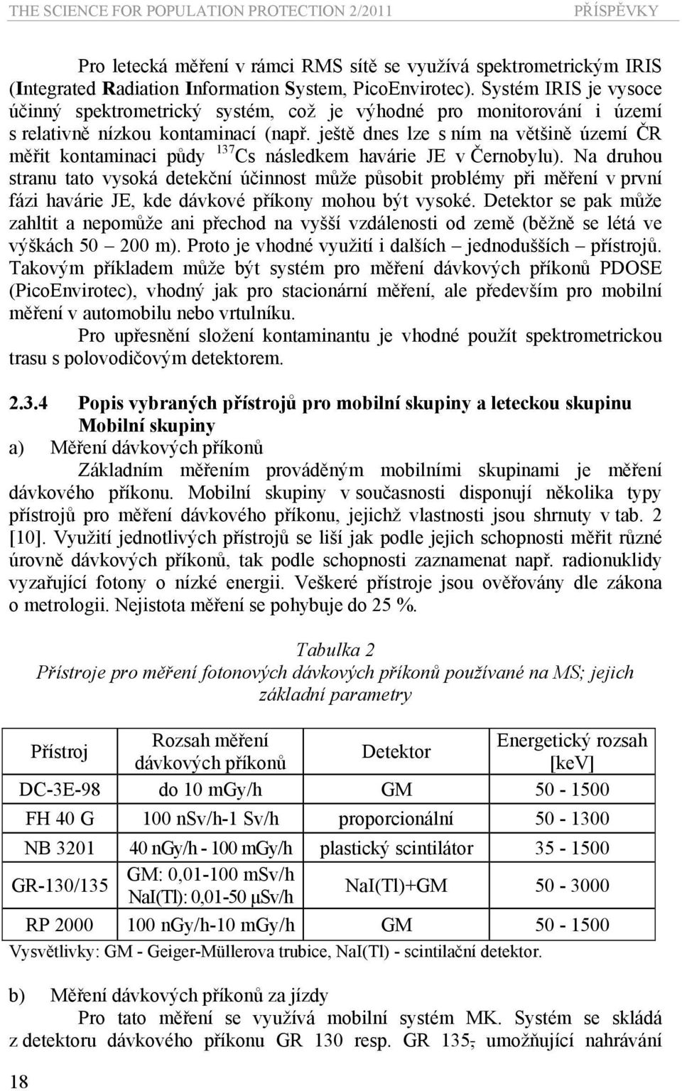 ještě dnes lze s ním na většině území ČR měřit kontaminaci půdy 137 Cs následkem havárie JE v Černobylu).