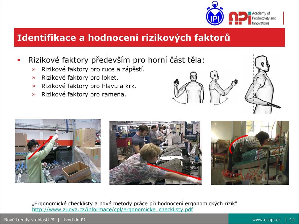 » Rizikové faktory pro ramena.
