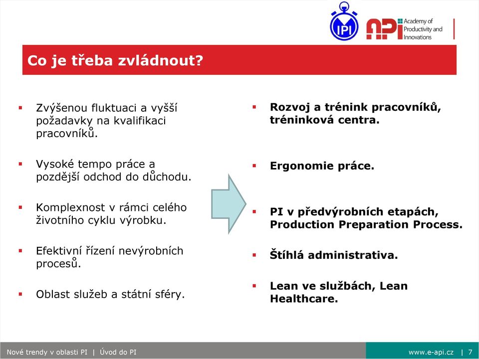 Komplexnost v rámci celého životního cyklu výrobku. Efektivní řízení nevýrobních procesů. Oblast služeb a státní sféry.