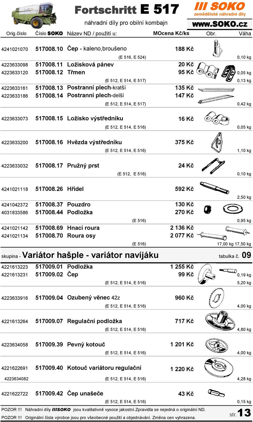 16 Hvězda výstředníku Fortschritt E 517 188 Kč (E 512, E 514, E 517) 0,13 kg 135 Kč 147 Kč (E 512, E 514, E 517) 0,42 kg 16 Kč (E 512, E 514, E 516) 0,05 kg 375 Kč (E 512, E 514, E 516) 1,10 kg