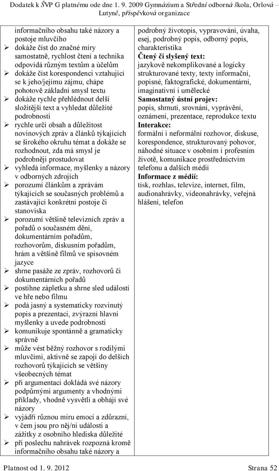 týkajících se širokého okruhu témat a dokáže se rozhodnout, zda má smysl je podrobněji prostudovat vyhledá informace, myšlenky a názory v odborných zdrojích porozumí článkům a zprávám týkajících se