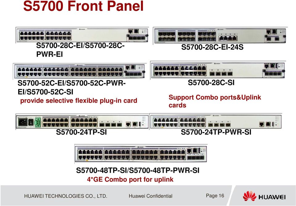 S5700-28C-SI Support Combo ports&uplink cards S5700-24TP-SI S5700-24TP-PWR-SI