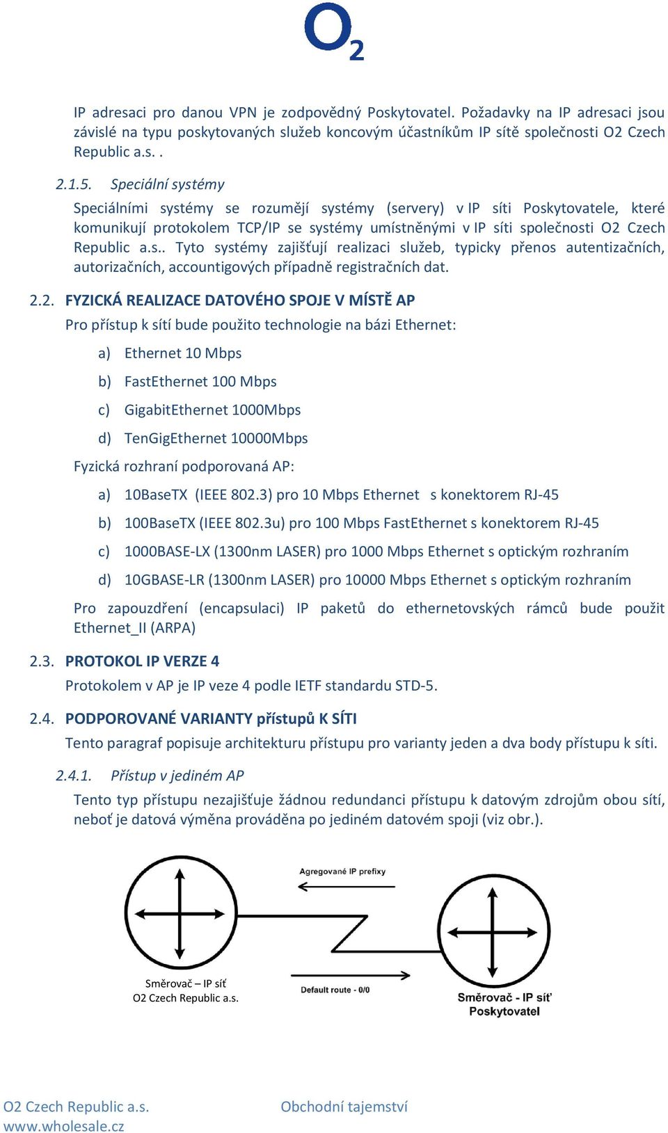 2.2. FYZICKÁ REALIZACE DATOVÉHO SPOJE V MÍSTĚ AP Pro přístup k sítí bude použito technologie na bázi Ethernet: a) Ethernet 10 Mbps b) FastEthernet 100 Mbps c) GigabitEthernet 1000Mbps d)