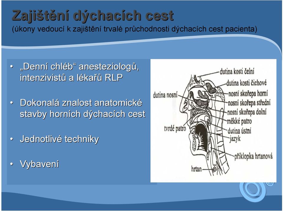 anesteziologů, intenzivistů a lékal kařů RLP Dokonalá