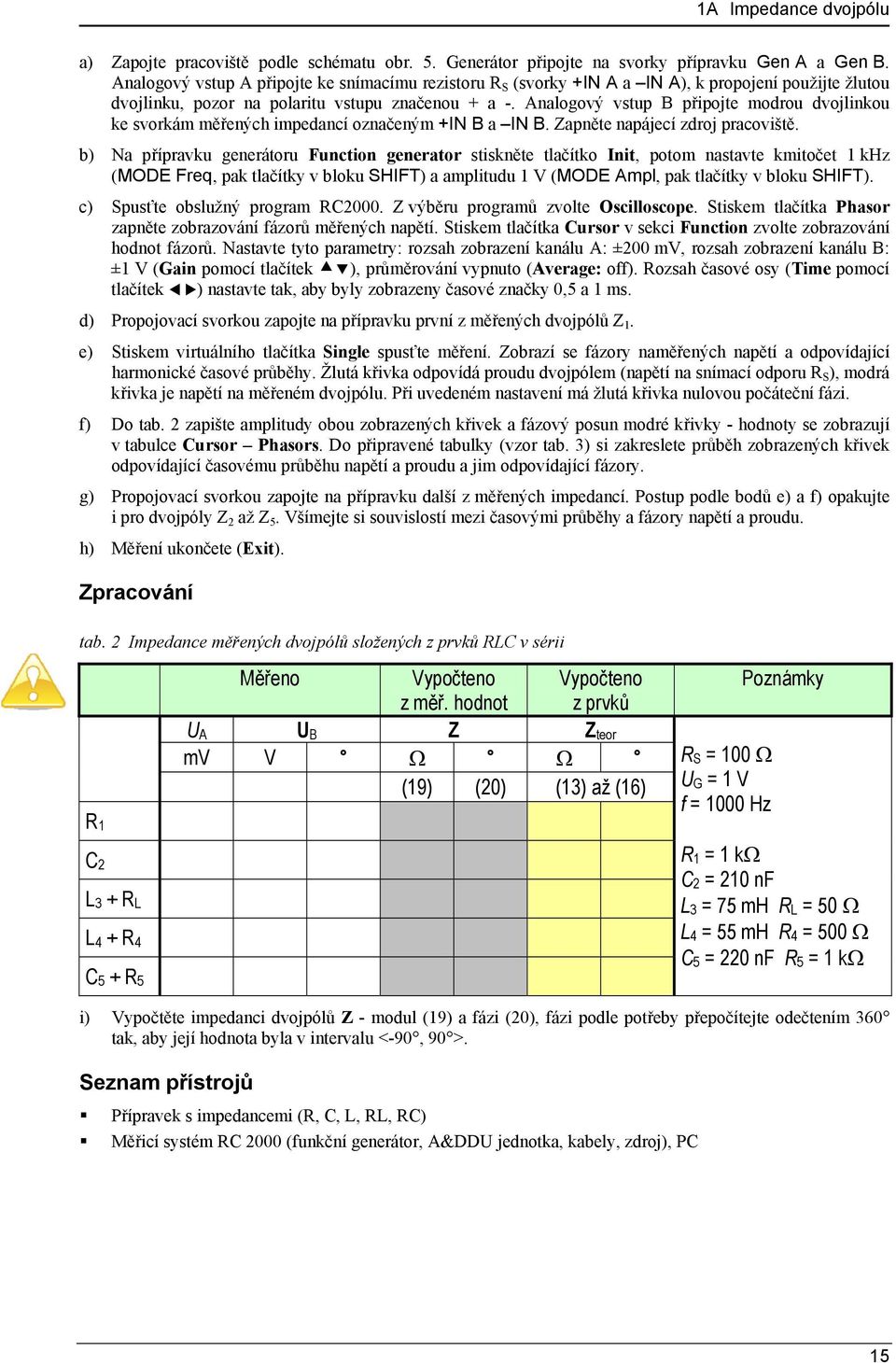 Analogový vstup B připojte modrou dvojlinkou ke svorkám měřených impedancí označeným +IN B a IN B. Zapněte napájecí zdroj pracoviště.