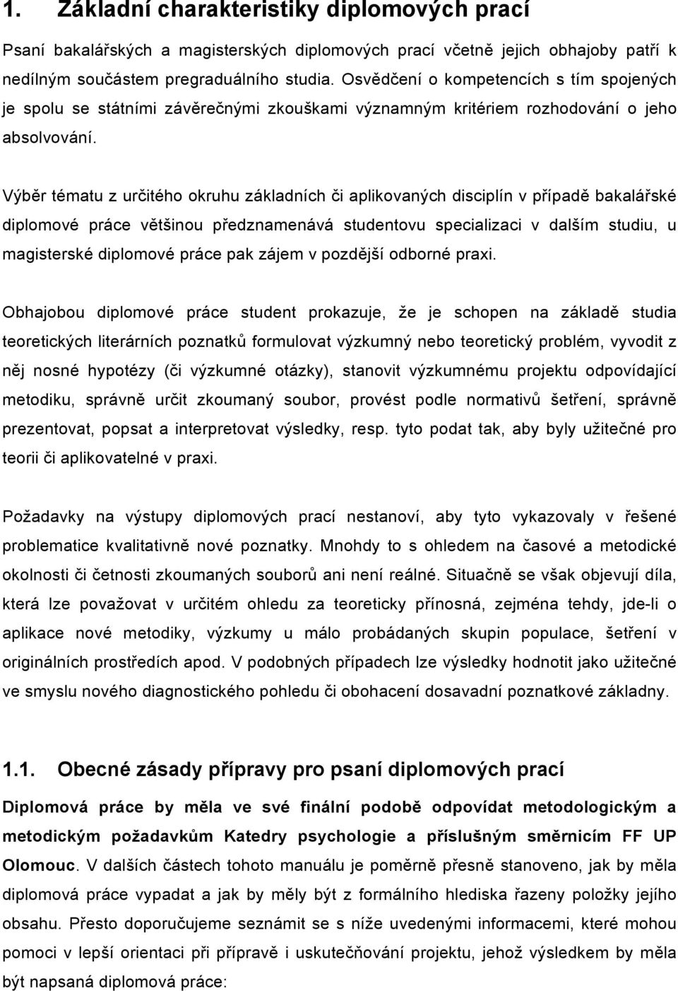 Manuál pro psaní diplomových prací na Katedře psychologie FF UP v Olomouci  - PDF Free Download