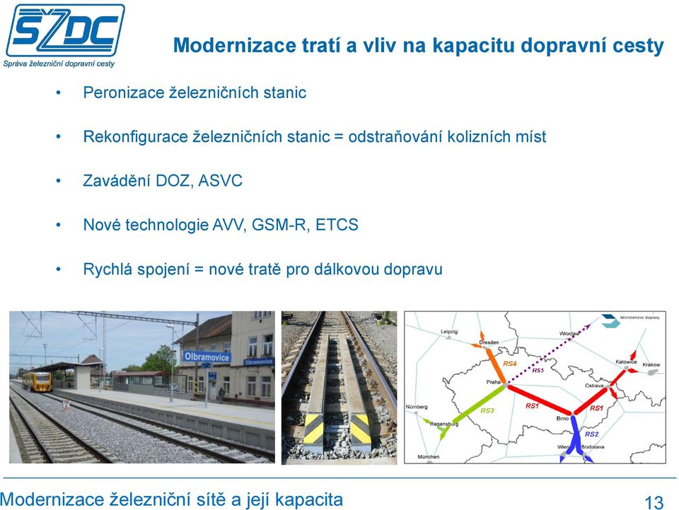 odstraňování kolizních míst Zavádění DOZ, ASVC Nové