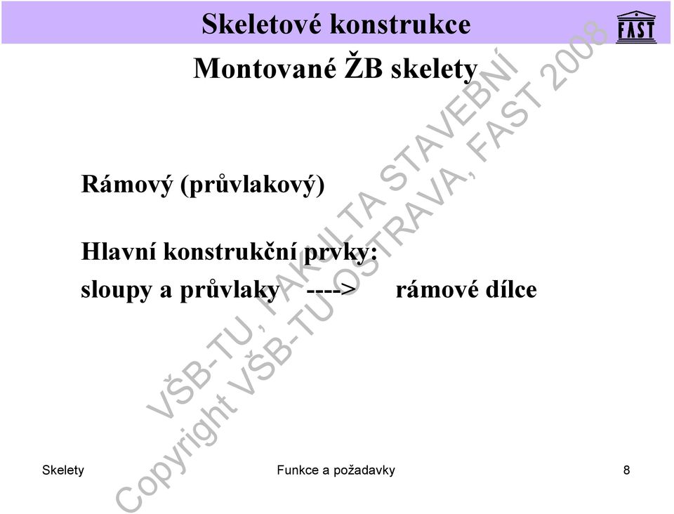 průvlaky ----> rámovédílce