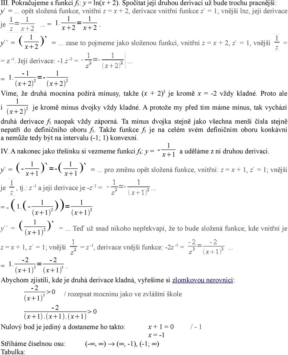 Její derivace: -.z -2.... - x 2-2 x 2 2 Víme, že druhá mocnina požírá mínusy, takže (x + 2) 2 je kromě x -2 vždy kladné. Proto ale i 2 je kromě mínus dvojky vždy kladné.