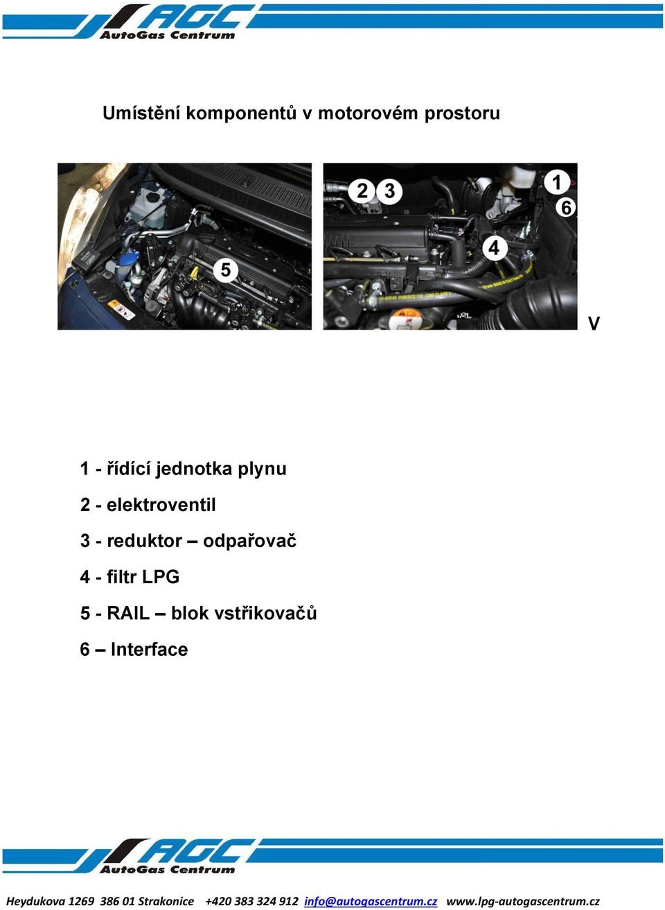 elektroventil 3 - reduktor odpařovač 4 -