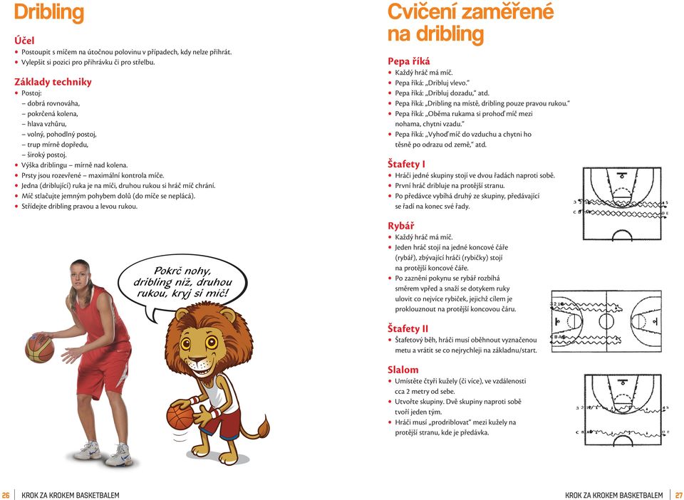 Honička na babu Každý (včetně trenéra/učitele/rodiče) má míč a dribluje. Vybraný hráč začíná honit (má babu), přitom neustále dribluje.