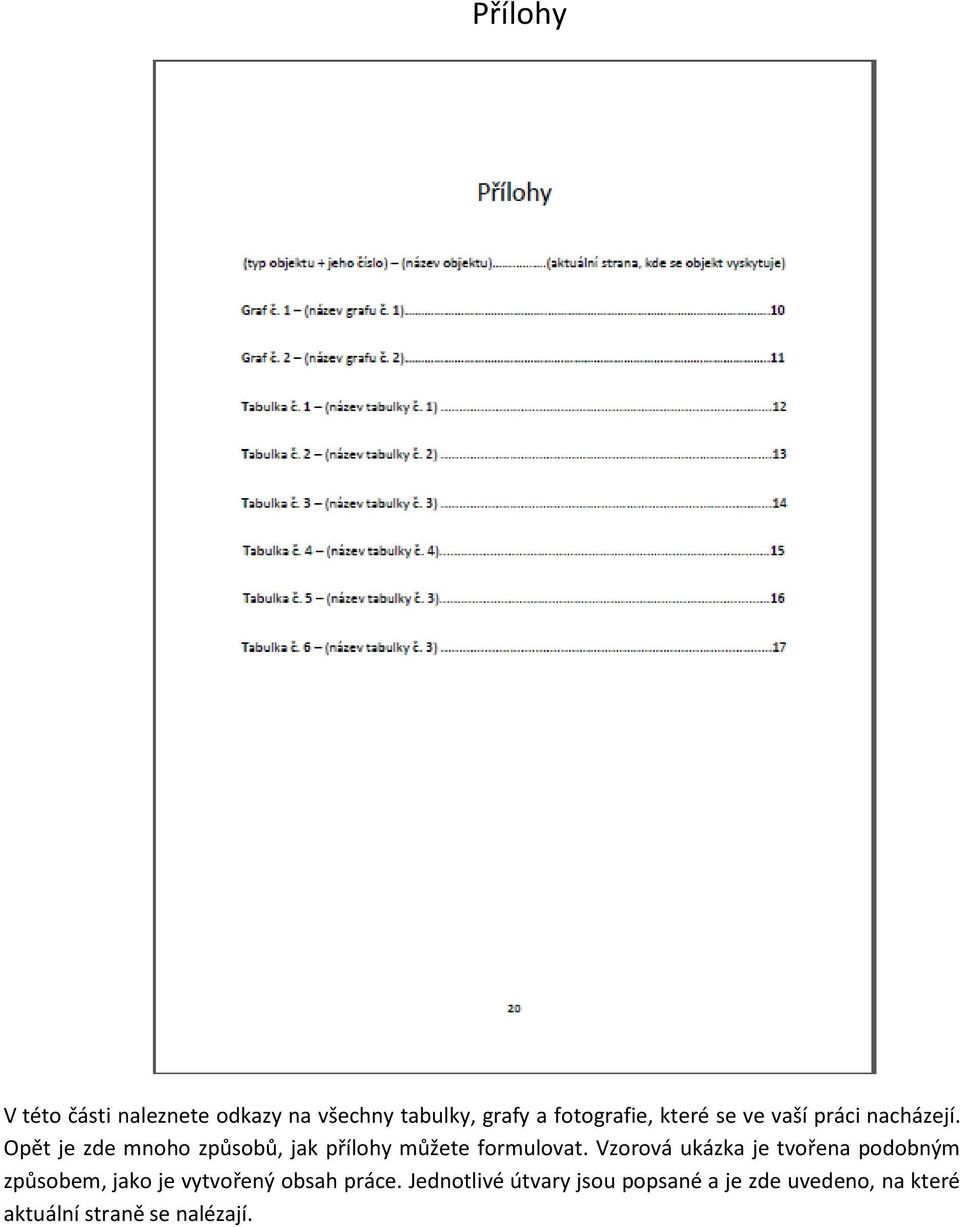 Opět je zde mnoho způsobů, jak přílohy můžete formulovat.