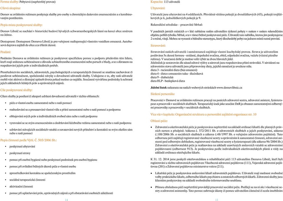 Dostupnost: Dostupnost Domova Libníč je pro veřejnost nedisponující vlastním vozidlem omezená. Autobusová doprava zajíždí do obce cca třikrát denně.