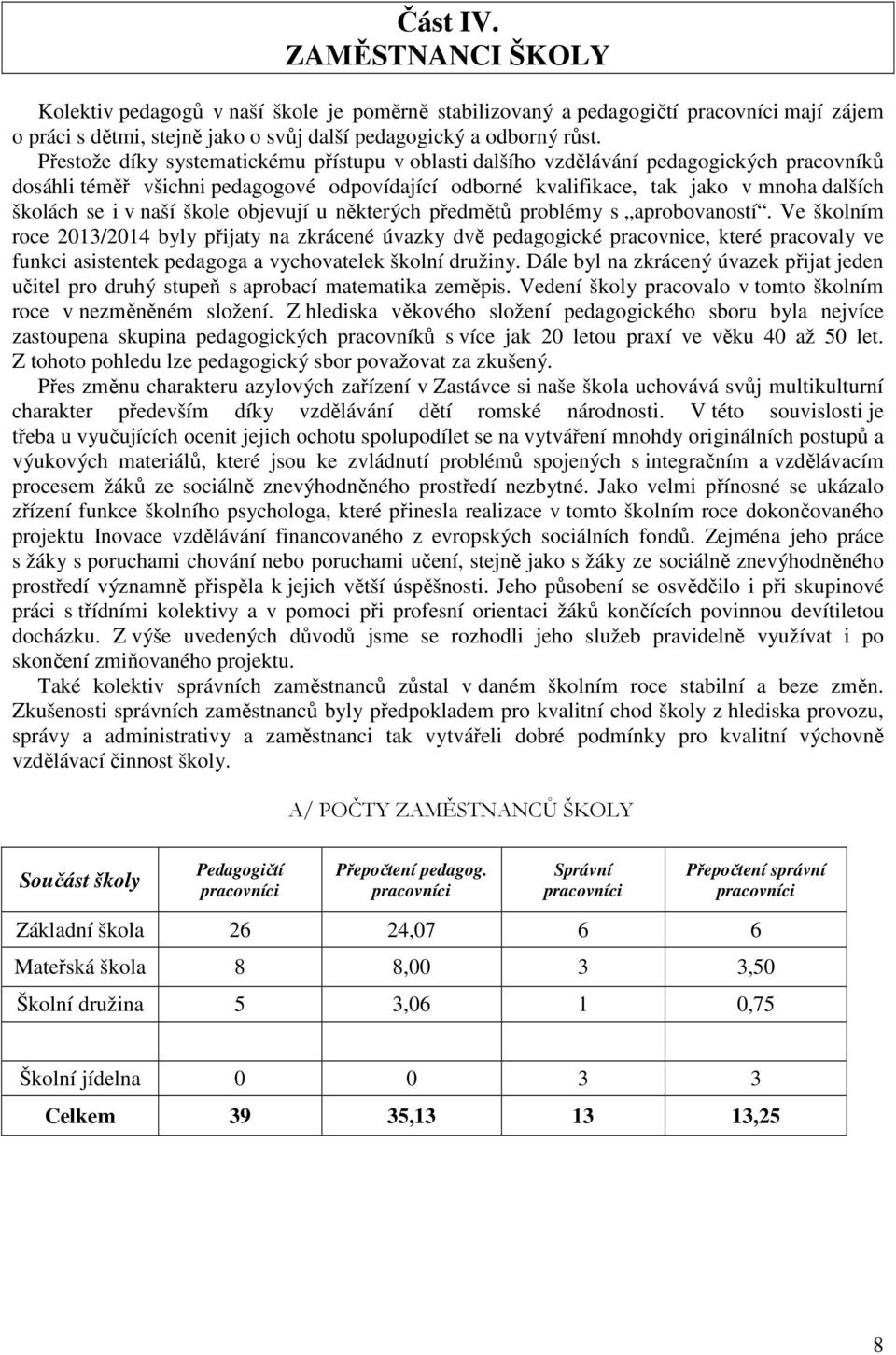 naší škole objevují u některých předmětů problémy s aprobovaností.