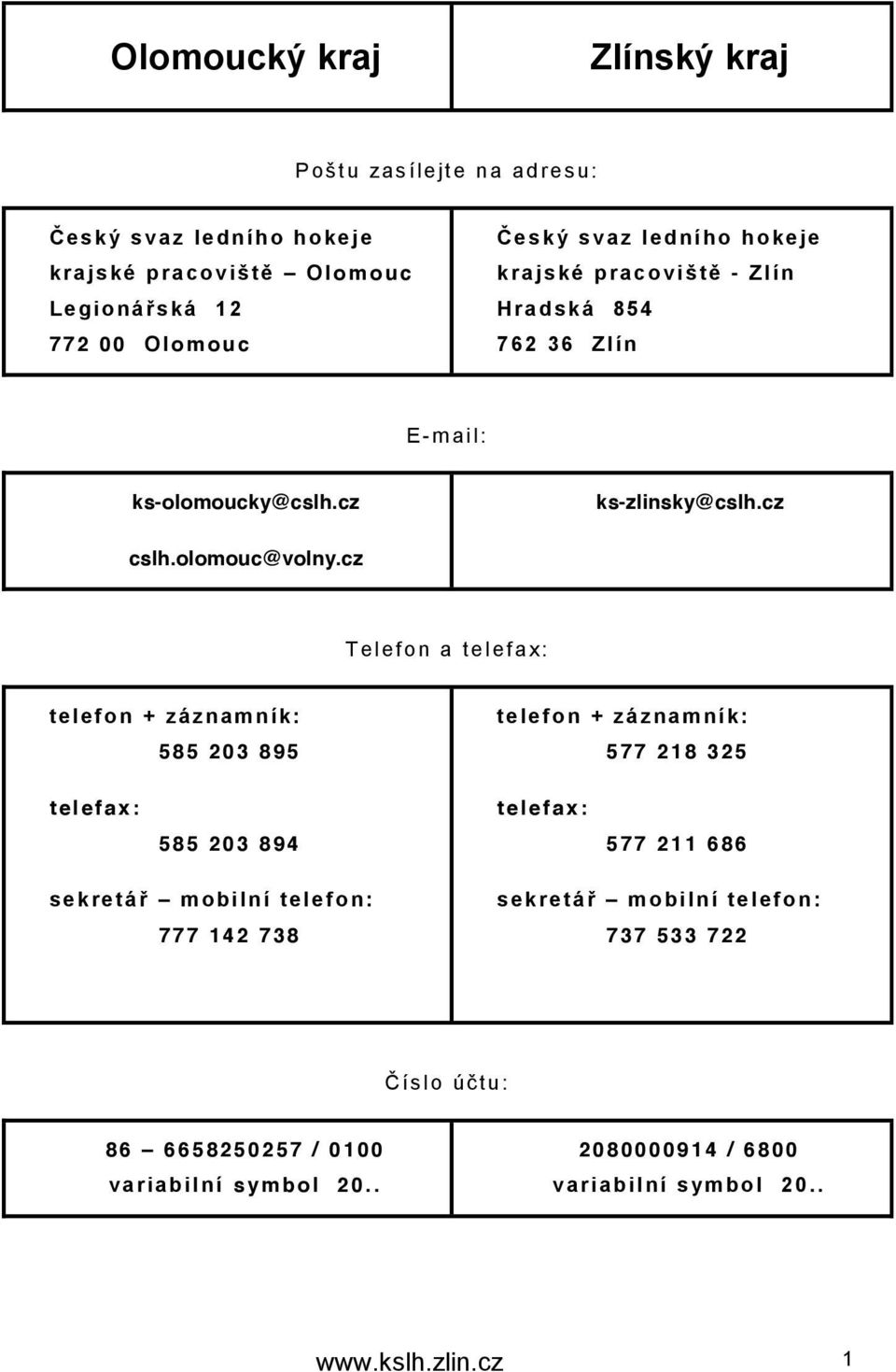cz Telefon a tel efax: telefon + záznamník: 585 203 895 telefon + záznamník: 577 218 325 telefa x: 585 203 894 telefa x: 577 211 686 sek ret ář mobilní tel efo n: