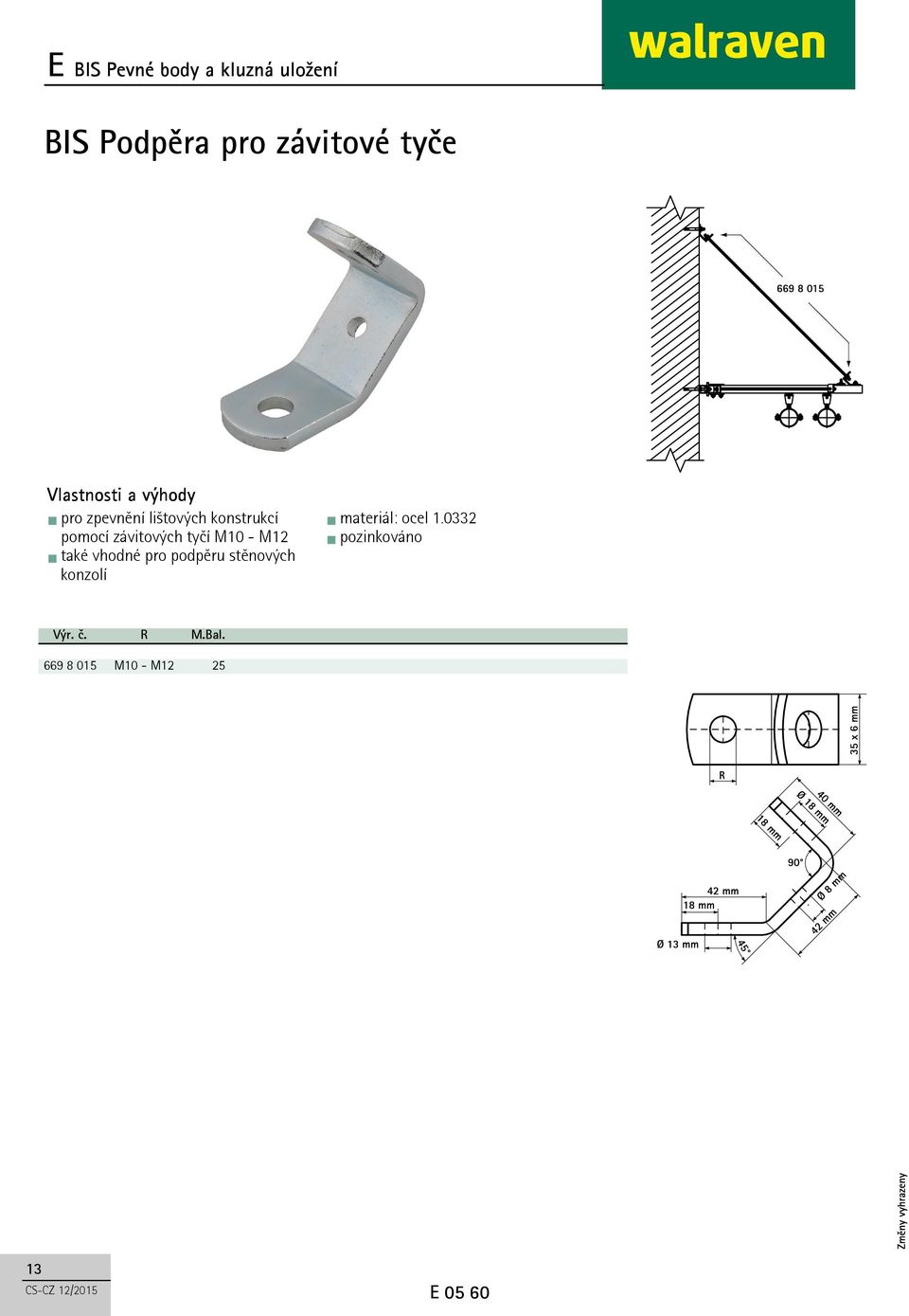 M0 - M2 také vhodné pro podpěru stěnových konzolí materiál: