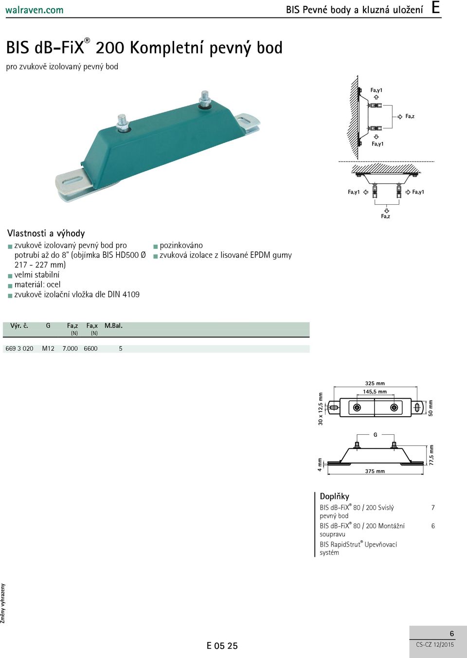 DIN 409 zvuková izolace z lisované EPDM gumy Výr. č. G Fa,z Fa,x M.Bal. (N) (N) 669 3 020 M2 7.
