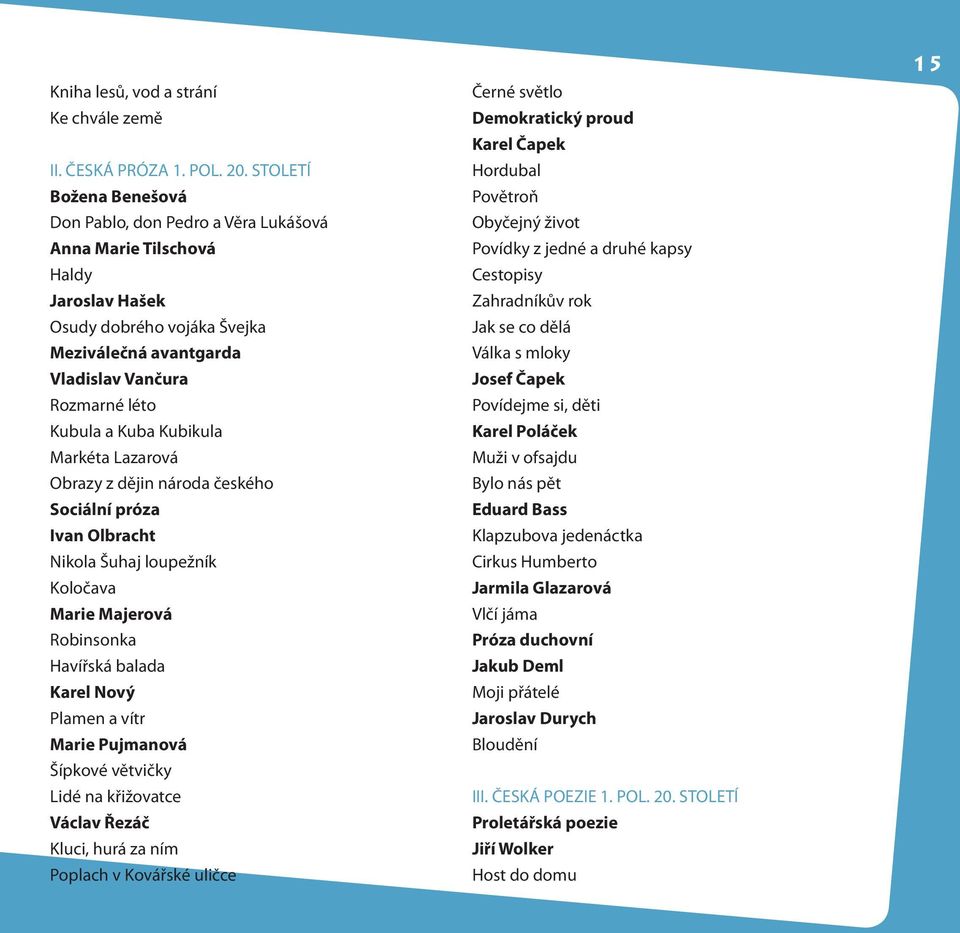 Kubikula Markéta Lazarová Obrazy z dějin národa českého Sociální próza Ivan Olbracht Nikola Šuhaj loupežník Koločava Marie Majerová Robinsonka Havířská balada Karel Nový Plamen a vítr Marie Pujmanová