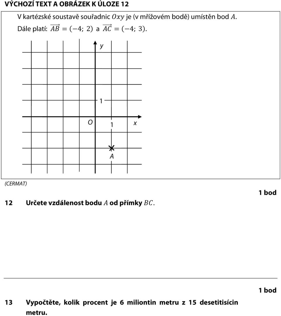 y 1 O 1 x A 12 Určete vzdálenost bodu od přímky.